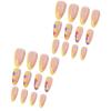 imageBABALAL Blue Press on Nails Medium Fake Nails Almond Glue on Nails Stiletto Acrylic Nails with Flower Design 24Pcs Stick on Nails for Women and GirlsNAILG09