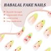 imageBABALAL Blue Press on Nails Medium Fake Nails Almond Glue on Nails Stiletto Acrylic Nails with Flower Design 24Pcs Stick on Nails for Women and GirlsNAILG07