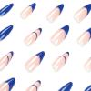 imageBABALAL Blue Press on Nails Medium Fake Nails Almond Glue on Nails Stiletto Acrylic Nails with Flower Design 24Pcs Stick on Nails for Women and GirlsNAILG01