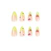 imageBABALAL Blue Press on Nails Medium Fake Nails Almond Glue on Nails Stiletto Acrylic Nails with Flower Design 24Pcs Stick on Nails for Women and GirlsNAILG07