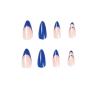 imageBABALAL Blue Press on Nails Medium Fake Nails Almond Glue on Nails Stiletto Acrylic Nails with Flower Design 24Pcs Stick on Nails for Women and GirlsNAILG01