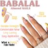 imageBABALAL Blue Press on Nails Medium Fake Nails Almond Glue on Nails Stiletto Acrylic Nails with Flower Design 24Pcs Stick on Nails for Women and GirlsNAILG09
