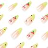 imageBABALAL Blue Press on Nails Medium Fake Nails Almond Glue on Nails Stiletto Acrylic Nails with Flower Design 24Pcs Stick on Nails for Women and GirlsNAILG07