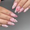 imageBABALAL French Tip Press On Nails  Medium Almond White 3D Bow Glossy Stiletto 24pcs for Women ampamp GirlsFNW14pink