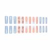imageBABALAL Square Press on Nails Long Fake Nails Blue French Tip Glue on Nails Butterfly Glitter Rhinestone Shiny Acrylic Nails 24Pcs Squoval Manicure False Nails for Women and Girls
