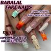imageBABALAL Square Press on Nails Long Fake Nails Blue French Tip Glue on Nails Glitter Shiny Heart Design Acrylic Nails 24Pcs Squoval Manicure Artificial False Nails for Women and GirlsFNO02colorful