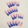 imageBABALAL Square Press on Nails Long Fake Nails Blue French Tip Glue on Nails Glitter Shiny Heart Design Acrylic Nails 24Pcs Squoval Manicure Artificial False Nails for Women and GirlsFNO02blue