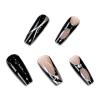 imageBABALAL Square Press on Nails Long Fake Nails Blue French Tip Glue on Nails Glitter Shiny Heart Design Acrylic Nails 24Pcs Squoval Manicure Artificial False Nails for Women and GirlsFNO06black