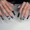 imageBABALAL Square Press on Nails Long Fake Nails Blue French Tip Glue on Nails Glitter Shiny Heart Design Acrylic Nails 24Pcs Squoval Manicure Artificial False Nails for Women and GirlsFNO06black