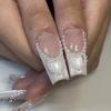imageBABALAL Square Press on Nails Long Fake Nails Blue French Tip Glue on Nails Glitter Shiny Heart Design Acrylic Nails 24Pcs Squoval Manicure Artificial False Nails for Women and GirlsFNO09white