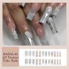 imageBABALAL Square Press on Nails Long Fake Nails Blue French Tip Glue on Nails Glitter Shiny Heart Design Acrylic Nails 24Pcs Squoval Manicure Artificial False Nails for Women and GirlsFNO03chrome