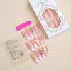 imageBABALAL Square Press on Nails Long Fake Nails Blue French Tip Glue on Nails Glitter Shiny Heart Design Acrylic Nails 24Pcs Squoval Manicure Artificial False Nails for Women and GirlsFNO03pink
