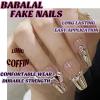 imageBABALAL Square Press on Nails Long Fake Nails Blue French Tip Glue on Nails Glitter Shiny Heart Design Acrylic Nails 24Pcs Squoval Manicure Artificial False Nails for Women and GirlsFNO10golden