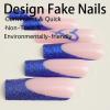 imageBABALAL Square Press on Nails Long Fake Nails Blue French Tip Glue on Nails Glitter Shiny Heart Design Acrylic Nails 24Pcs Squoval Manicure Artificial False Nails for Women and GirlsFNO02blue