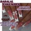 imageBABALAL Square Press on Nails Long Fake Nails Blue French Tip Glue on Nails Glitter Shiny Heart Design Acrylic Nails 24Pcs Squoval Manicure Artificial False Nails for Women and GirlsFNO04white