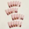 imageBABALAL Square Press on Nails Long Fake Nails Blue French Tip Glue on Nails Glitter Shiny Heart Design Acrylic Nails 24Pcs Squoval Manicure Artificial False Nails for Women and GirlsFNO12brown