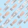 imageBABALAL Square Press on Nails Long Fake Nails Blue French Tip Glue on Nails Glitter Shiny Heart Design Acrylic Nails 24Pcs Squoval Manicure Artificial False Nails for Women and GirlsFNO03chrome