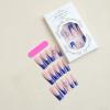 imageBABALAL Square Press on Nails Long Fake Nails Blue French Tip Glue on Nails Glitter Shiny Heart Design Acrylic Nails 24Pcs Squoval Manicure Artificial False Nails for Women and GirlsFNO02blue