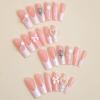 imageBABALAL Square Press on Nails Long Fake Nails Blue French Tip Glue on Nails Glitter Shiny Heart Design Acrylic Nails 24Pcs Squoval Manicure Artificial False Nails for Women and GirlsFNO03pink