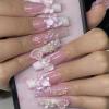 imageBABALAL Square Press on Nails Long Fake Nails Blue French Tip Glue on Nails Glitter Shiny Heart Design Acrylic Nails 24Pcs Squoval Manicure Artificial False Nails for Women and GirlsFNO14white
