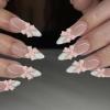 imageBABALAL French Tip Press On Nails  Medium Almond White 3D Bow Glossy Stiletto 24pcs for Women ampamp GirlsFNW01bow