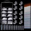 imageBABALAL Nail Extension Kit Poly Gel Nail Extension Tools Set 100pcs Nail Form Molds with 10pcs Nail Clips and 5pcs Acrylic Nail Brushes for Home Salon Use