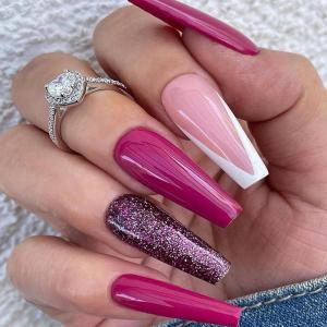 imageBABALAL Almond Press on Nails Medium Fake Nails Blue Swirl Glue on Nails Stiletto Acrylic Nails Matte Stick on Nails with DesignNAILM121purple