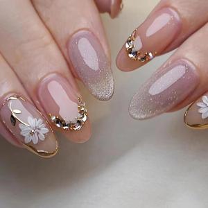 imageBABALAL Blue Press on Nails Medium Almond Fake Nails Sliver Chrome Bow Glue on Nails 3d Heart Charm Acrylic Nails Y2k Rhinestone Glitter Stick on False Nails 24Pcs Stiletto Nails Press onFNW10cateye