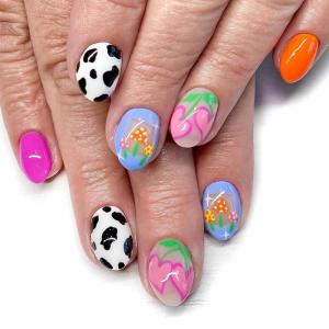 imageBABALAL Blue Press on Nails Medium Almond Fake Nails Sliver Chrome Bow Glue on Nails 3d Heart Charm Acrylic Nails Y2k Rhinestone Glitter Stick on False Nails 24Pcs Stiletto Nails Press onFNW08