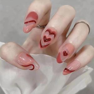 imageBABALAL Blue Press on Nails Medium Almond Fake Nails Sliver Chrome Bow Glue on Nails 3d Heart Charm Acrylic Nails Y2k Rhinestone Glitter Stick on False Nails 24Pcs Stiletto Nails Press onFNW06