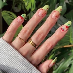 imageBABALAL Blue Press on Nails Medium Fake Nails Almond Glue on Nails Stiletto Acrylic Nails with Flower Design 24Pcs Stick on Nails for Women and GirlsNAILG07