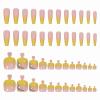 imageBABALAL 48Pcs Square Nails press on Short ampamp Press on Toenails Set Glossy Glue on Pink Fake Nails French Tip Acrylic Kit Summer False Toe Nail with Design Glossy KitANht103