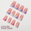 imageBABALAL 48Pcs Square Nails press on Short ampamp Press on Toenails Set Glossy Glue on Pink Fake Nails French Tip Acrylic Kit Summer False Toe Nail with Design Glossy KitANht100