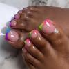 imageBABALAL 48Pcs Square Nails press on Short ampamp Press on Toenails Set Glossy Glue on Pink Fake Nails French Tip Acrylic Kit Summer False Toe Nail with Design Glossy KitANht100