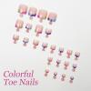 imageBABALAL 48Pcs Square Nails press on Short ampamp Press on Toenails Set Glossy Glue on Pink Fake Nails French Tip Acrylic Kit Summer False Toe Nail with Design Glossy KitANht100