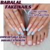 imageBABALAL 48Pcs Square Nails press on Short ampamp Press on Toenails Set Glossy Glue on Pink Fake Nails French Tip Acrylic Kit Summer False Toe Nail with Design Glossy KitANht106