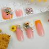 imageBABALAL 48Pcs Square Nails press on Short ampamp Press on Toenails Set Glossy Glue on Pink Fake Nails French Tip Acrylic Kit Summer False Toe Nail with Design Glossy KitANht105