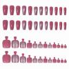 imageBABALAL 48Pcs Square Nails press on Short ampamp Press on Toenails Set Glossy Glue on Pink Fake Nails French Tip Acrylic Kit Summer False Toe Nail with Design Glossy KitANht102