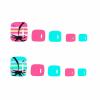 imageBABALAL 48Pcs Square Nails press on Short ampamp Press on Toenails Set Glossy Glue on Pink Fake Nails French Tip Acrylic Kit Summer False Toe Nail with Design Glossy KitANht111