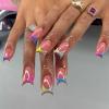 imageBABALAL 48Pcs Square Nails press on Short ampamp Press on Toenails Set Glossy Glue on Pink Fake Nails French Tip Acrylic Kit Summer False Toe Nail with Design Glossy KitANht100