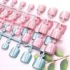 imageBABALAL 48Pcs Square Nails press on Short ampamp Press on Toenails Set Glossy Glue on Pink Fake Nails French Tip Acrylic Kit Summer False Toe Nail with Design Glossy KitANnt001