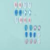 imageBABALAL Press on Nails Almond Fake Nails Medium Glue on Blue Ombre French Tip False Nails 3D Texture Flower Handmade Supplies 24Pcs Full Cover Stick on Acrylic Nails for Women GirlsBNM03