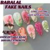imageBABALAL Press on Nails Almond Fake Nails Medium Glue on Blue Ombre French Tip False Nails 3D Texture Flower Handmade Supplies 24Pcs Full Cover Stick on Acrylic Nails for Women GirlsBNM19