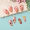 imageBABALAL Press on Nails Almond Fake Nails Medium Glue on Blue Ombre French Tip False Nails 3D Texture Flower Handmade Supplies 24Pcs Full Cover Stick on Acrylic Nails for Women GirlsBNM09