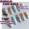 imageBABALAL Press on Nails Almond Fake Nails Medium Glue on Blue Ombre French Tip False Nails 3D Texture Flower Handmade Supplies 24Pcs Full Cover Stick on Acrylic Nails for Women GirlsBNM06
