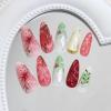 imageBABALAL Press on Nails Almond Fake Nails Medium Glue on Blue Ombre French Tip False Nails 3D Texture Flower Handmade Supplies 24Pcs Full Cover Stick on Acrylic Nails for Women GirlsBNM19