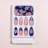 imageBABALAL Press on Nails Almond Fake Nails Medium Glue on Blue Ombre French Tip False Nails 3D Texture Flower Handmade Supplies 24Pcs Full Cover Stick on Acrylic Nails for Women GirlsBNM16