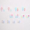 imageBABALAL Press on Nails Almond Fake Nails Medium Glue on Blue Ombre French Tip False Nails 3D Texture Flower Handmade Supplies 24Pcs Full Cover Stick on Acrylic Nails for Women GirlsBNM07
