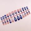 imageBABALAL Press on Nails Almond Fake Nails Medium Glue on Blue Ombre French Tip False Nails 3D Texture Flower Handmade Supplies 24Pcs Full Cover Stick on Acrylic Nails for Women GirlsBNM16