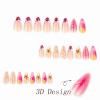 imageBABALAL Press on Nails Almond Fake Nails Medium Glue on Blue Ombre French Tip False Nails 3D Texture Flower Handmade Supplies 24Pcs Full Cover Stick on Acrylic Nails for Women GirlsBNM02